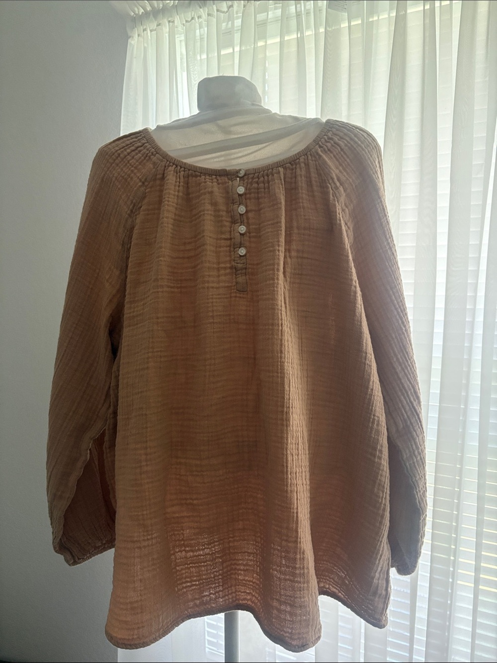 Old Navy Tan Cotton Gauze Henley Tunic